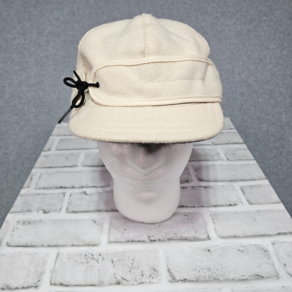 Women's Stormy Kromer Cream Wool Hat Cap Made USA Trapper Tie Size 7 1/2" Warm